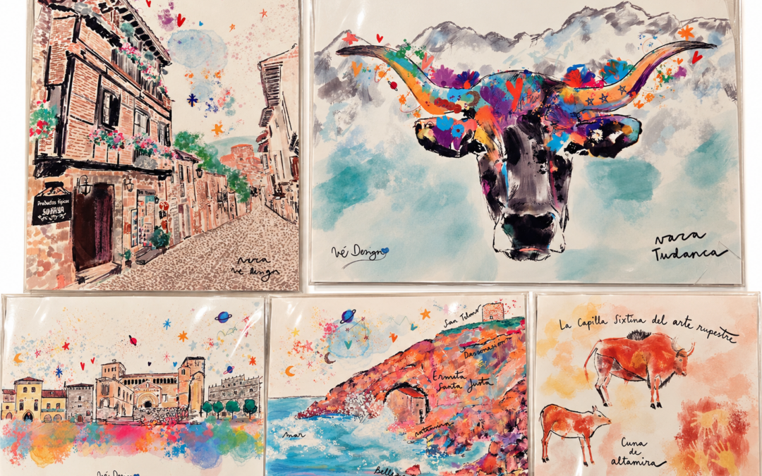 Láminas y postales ilustradas de Santillana del Mar exclusivas